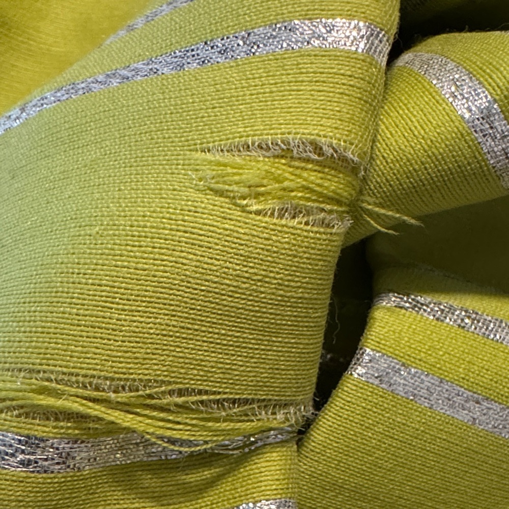 VINTAGE Saks Fifth Avenue Lime Green Striped Silk Coat - Picture 8 of 11